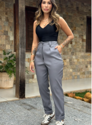 calça alfaiataria cinza